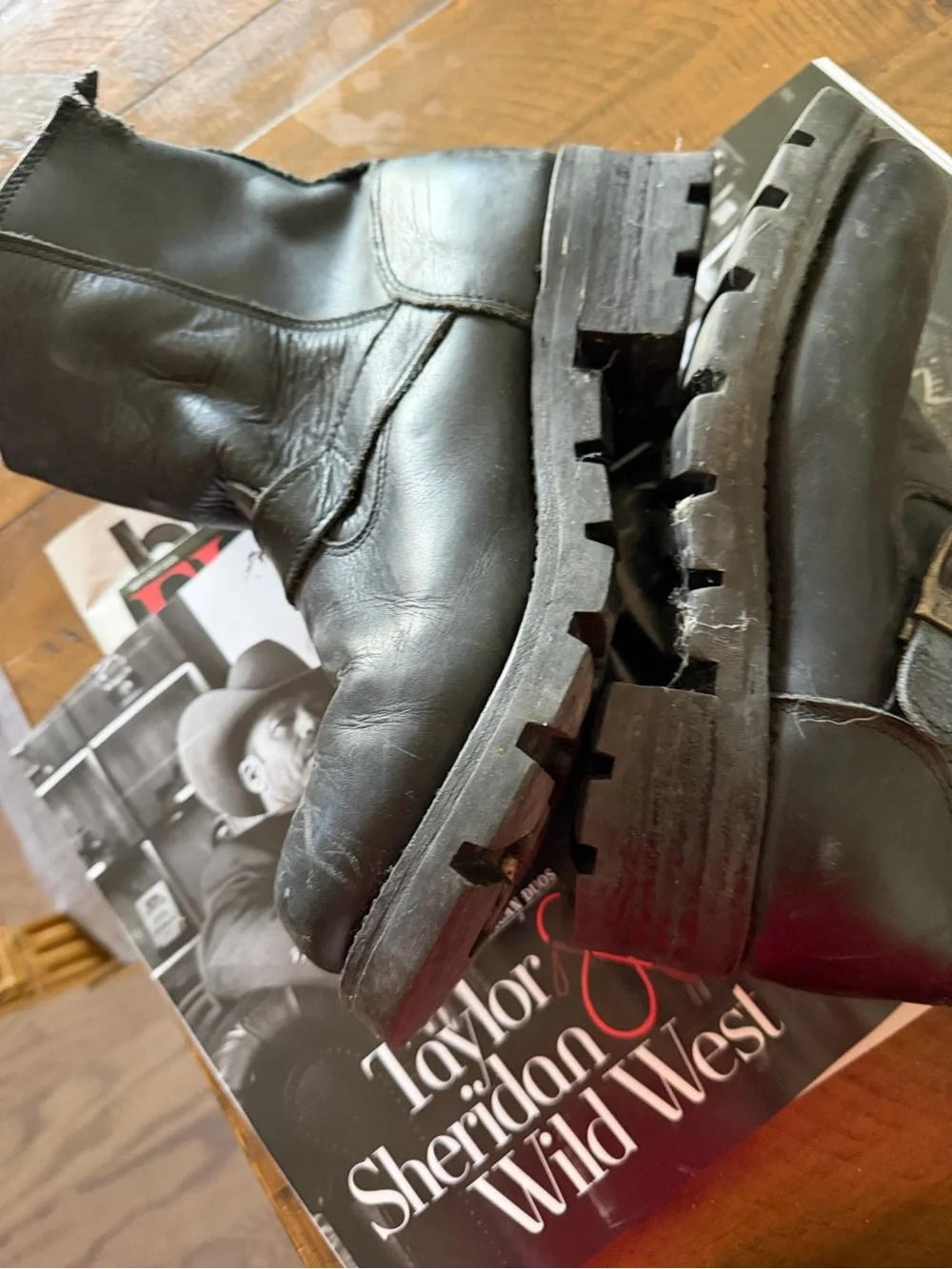 Black Leather Men's Harness Boots